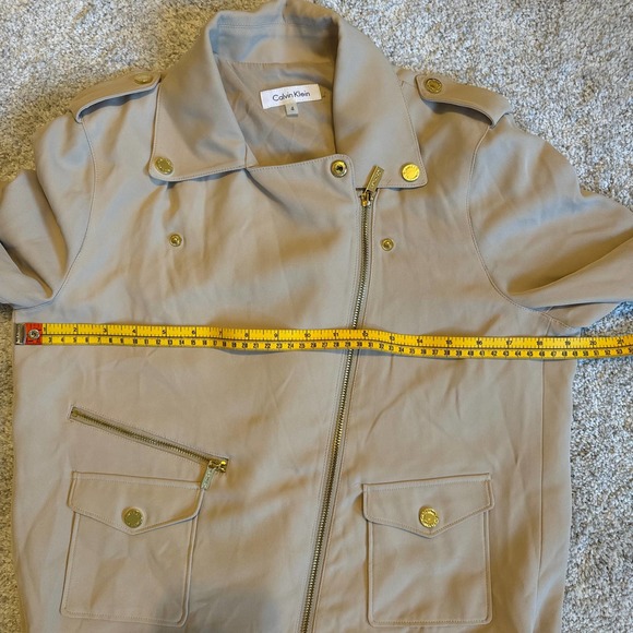 Calvin Klein Cream Colored Offset Gold Metal Zippers & Snaps Size 4 Pre-owned - Picture 11 of 12